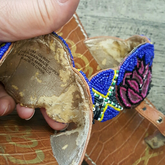 Sam Edelman GERRY Beaded Leather Thong Sandals 10 - Picture 8 of 8